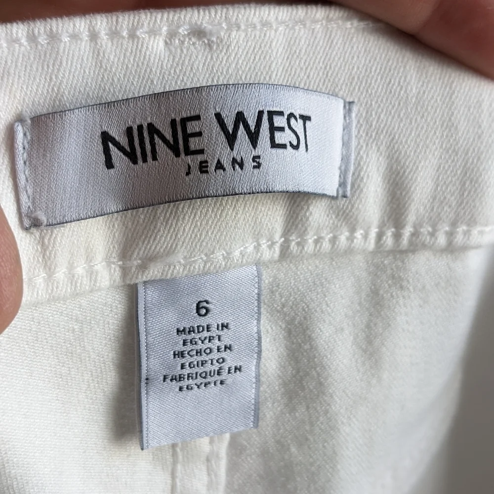 NINE West White High Rise Straight cropped Ankle Pants 6